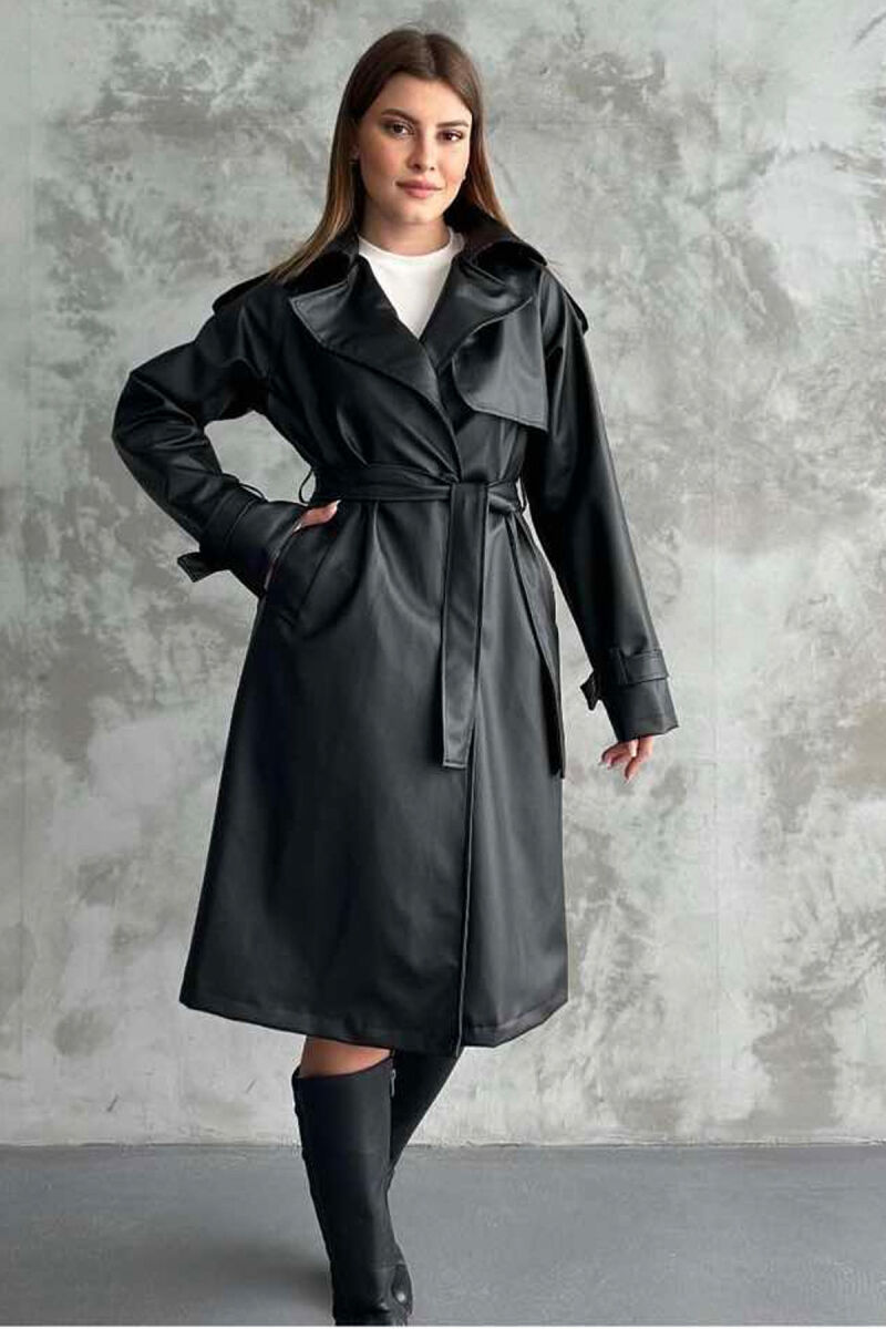 LONG LEATHER ONE COLOR WOMEN JACKET BLACK/ E ZEZE - 1