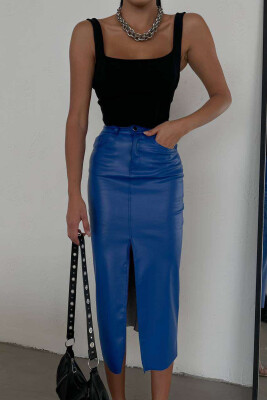 LONG LEATHER SKIRT BLUE/BLU 