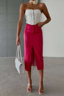 LONG LEATHER SKIRT FUCHSIA/CIKLAMI 