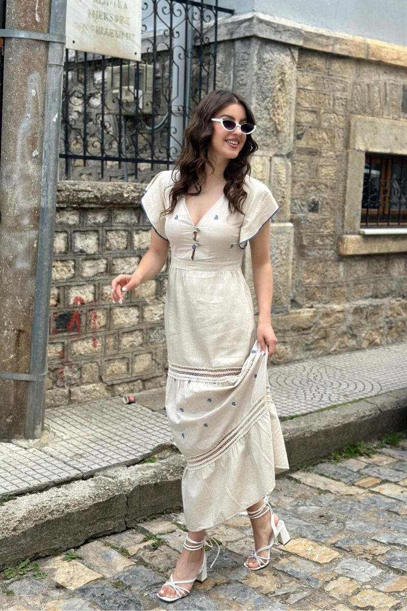 LONG LINEN DRESS BEIGE/BEZHE - 5