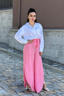 LONG LINEN WOMAN TROUSERS PINK/ROZE 