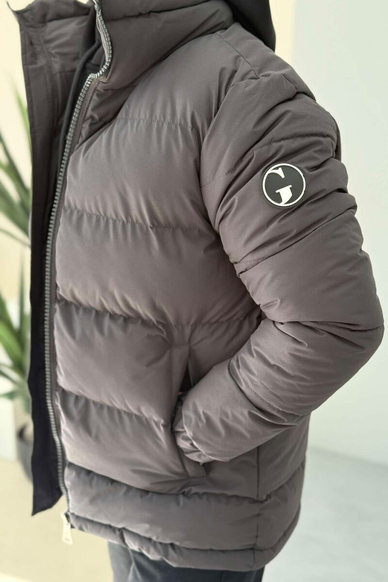 HIGH NECK MEN PUFFER JACKET DARK GREY/GEE - 3