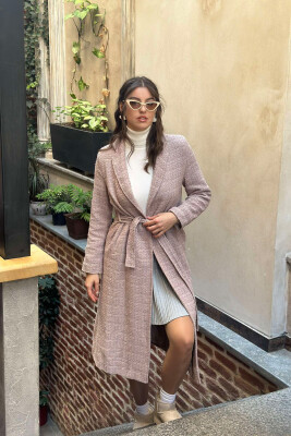 LONG ONE COLOR BELT WOMEN JACKET BEIGE/BEZHE 