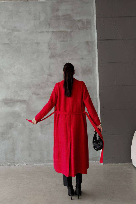 LONG ONE COLOR BELT WOMEN JACKET RED/E KUQE - 4