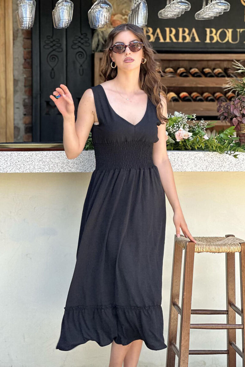 LONG ONE COLOR DRESS BLACK/ E ZEZE - 2