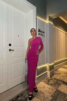 LONG ONE COLOR DRESS FUCHSIA/CIKLAMI 