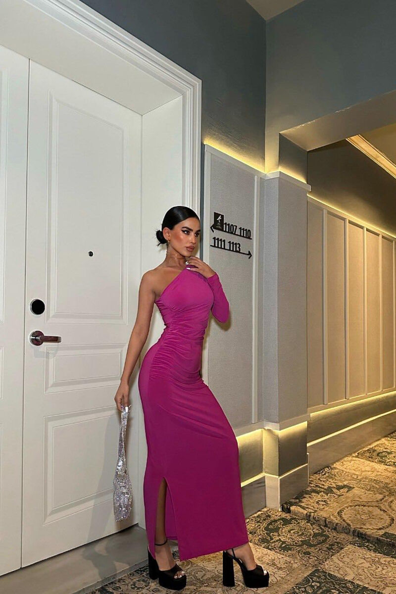 LONG ONE COLOR DRESS FUCHSIA/CIKLAMI - 5