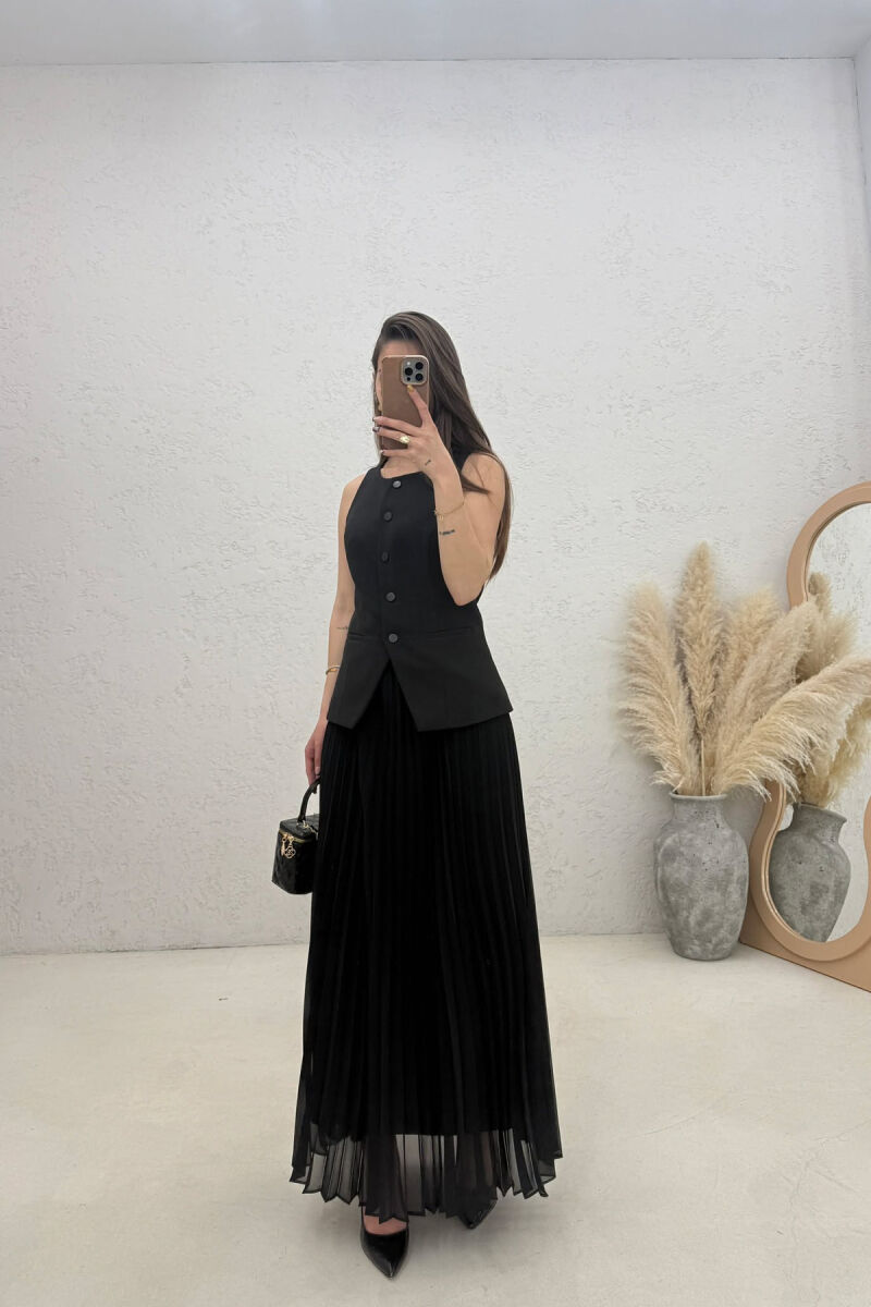 LONG ONE COLOR SLEEVELESS WOMEN DRESS BLACK/ E ZEZE - 2