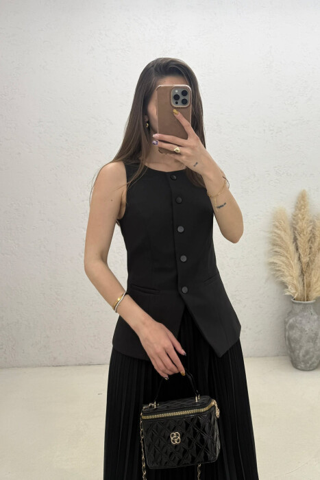 LONG ONE COLOR SLEEVELESS WOMEN DRESS BLACK/ E ZEZE - 3
