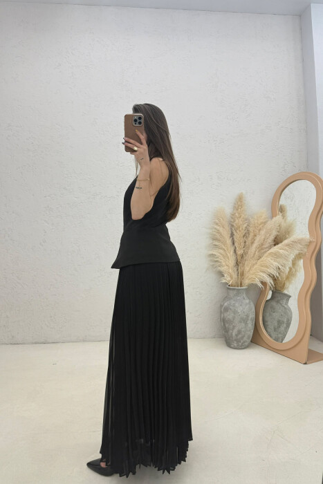 LONG ONE COLOR SLEEVELESS WOMEN DRESS BLACK/ E ZEZE - 4