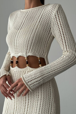 LONG ONE COLOR WOMAN DRESS CREAM/KREM - 2