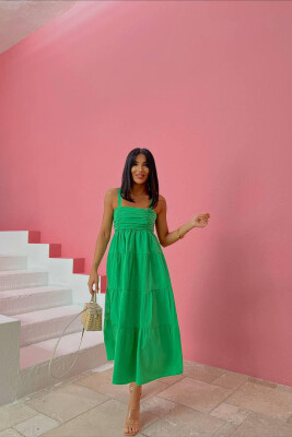 LONG ONE COLOR WOMAN DRESS GREEN/JESHILE - 1