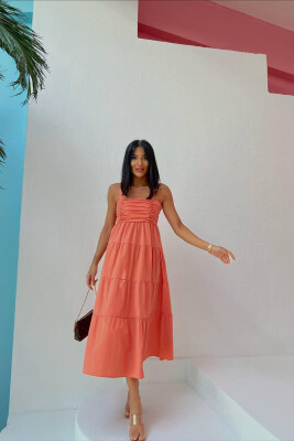 LONG ONE COLOR WOMAN DRESS ORANGE/PORTOKALLI 