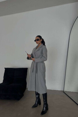 LONG ONE COLOR WOMEN COAT DARK GREY/GEE 