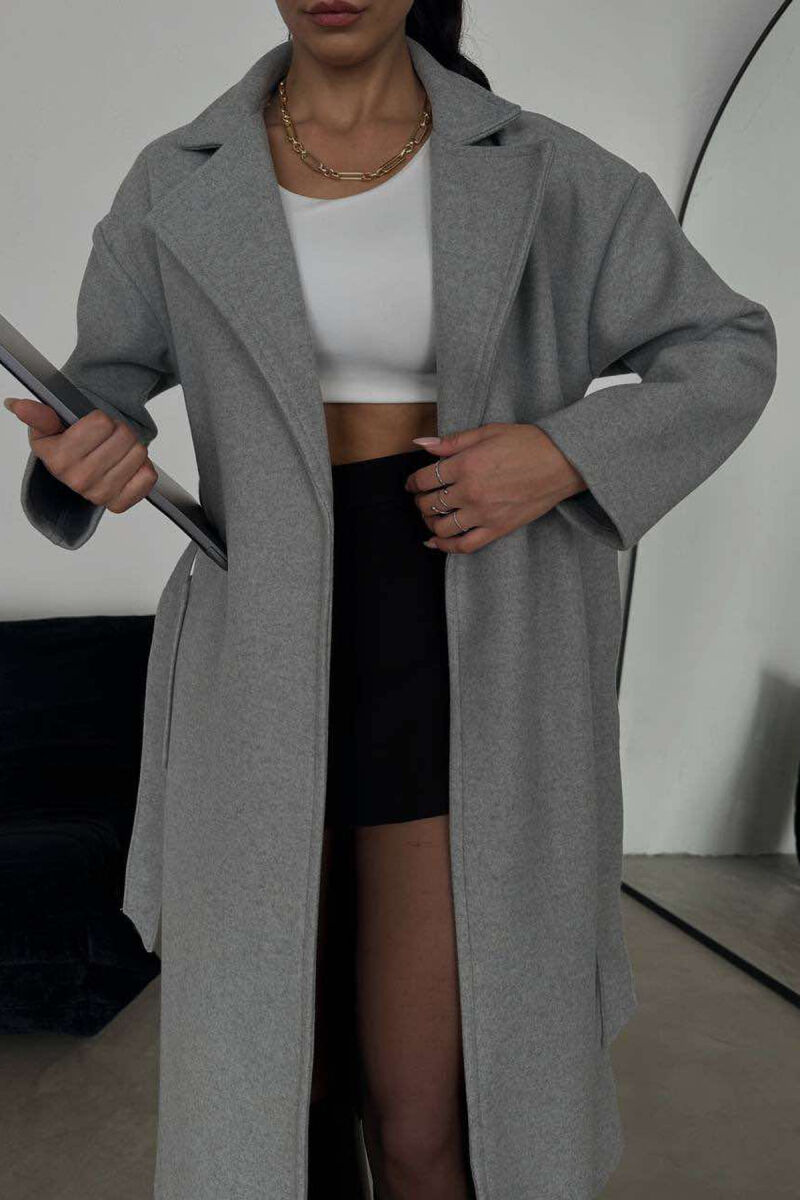 LONG ONE COLOR WOMEN COAT DARK GREY/GEE - 2