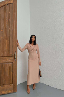 LONG ONE COLOR WOMEN DRESS BEIGE/BEZHE 