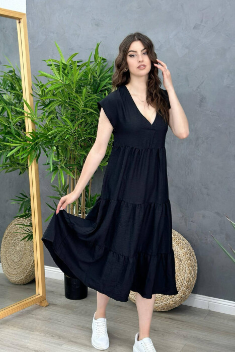 LONG ONE COLOR WOMEN DRESS BLACK/ E ZEZE - 3