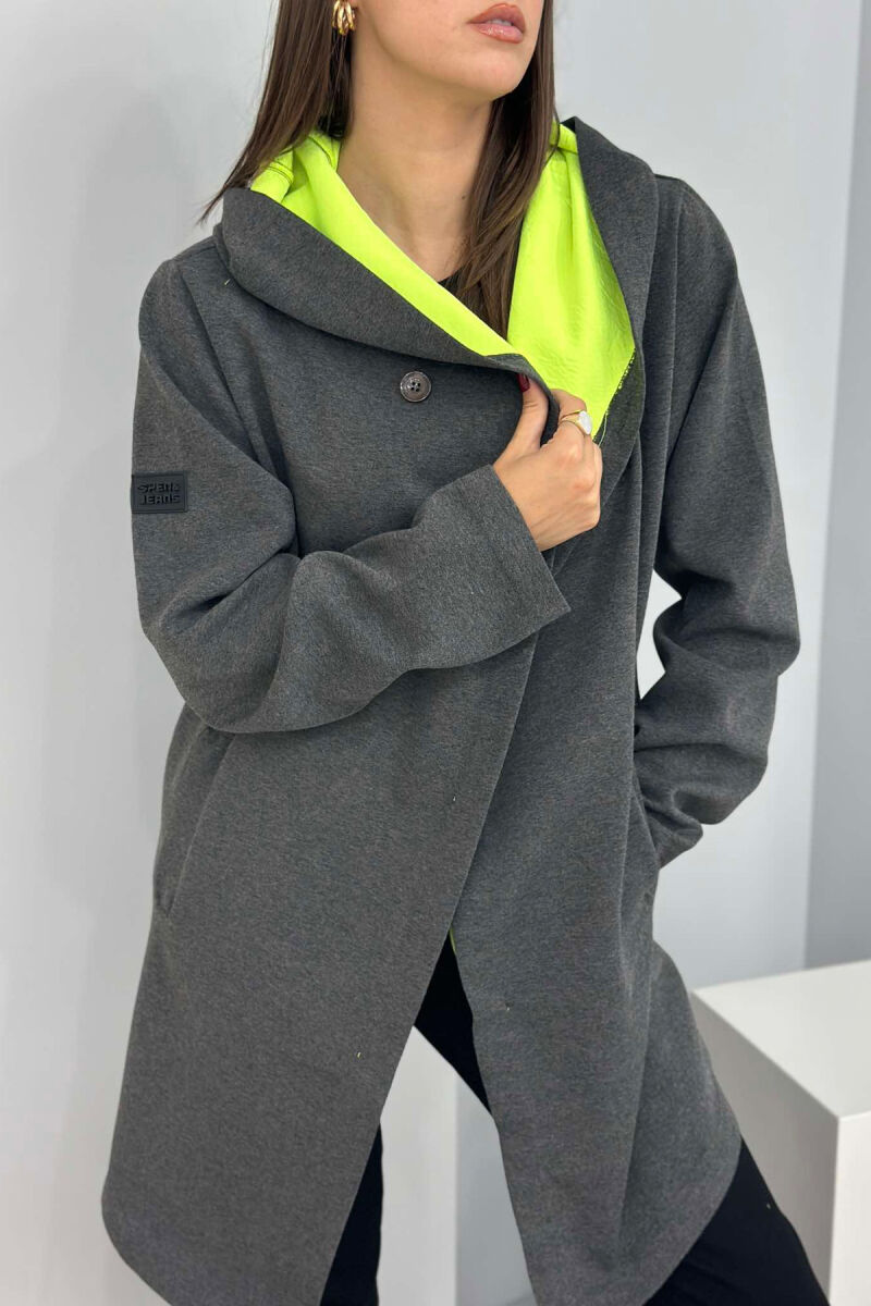 LONG ONE COLOR WOMEN JACKET DARK GREY/GEE - 2