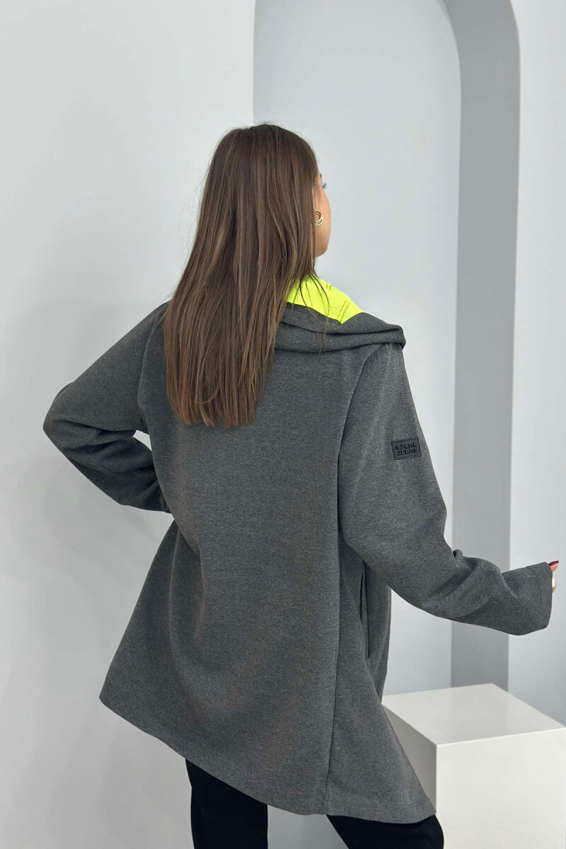 LONG ONE COLOR WOMEN JACKET DARK GREY/GEE - 3