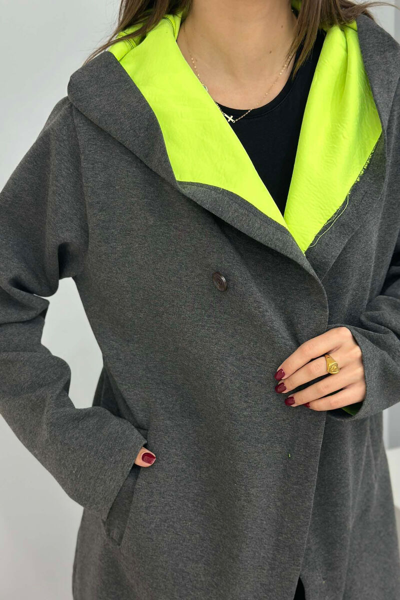 LONG ONE COLOR WOMEN JACKET DARK GREY/GEE - 4