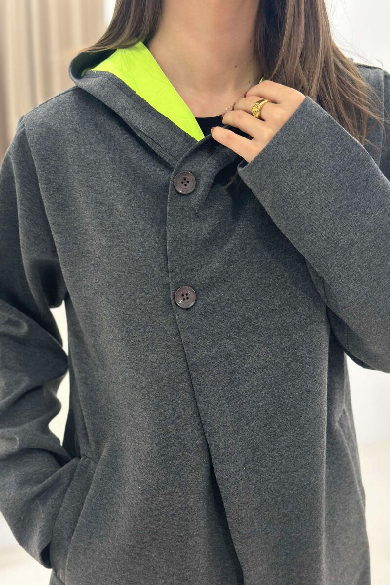 LONG ONE COLOR WOMEN JACKET DARK GREY/GEE - 6