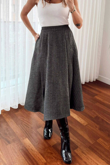 LONG ONE COLOR WOMEN SKIRT GREY/GRI - 1