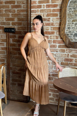 LONG OPEN BACK WOMAN DRESS BROWN/KAFE 