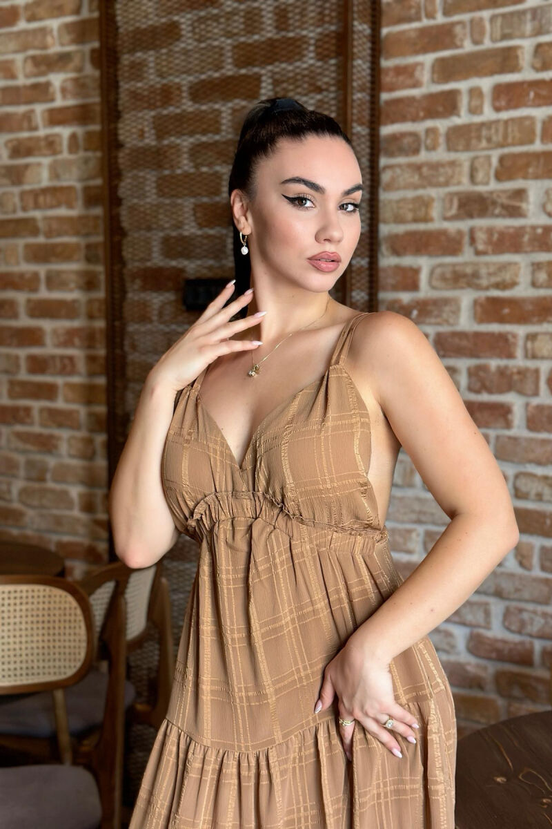 LONG OPEN BACK WOMAN DRESS BROWN/KAFE - 2