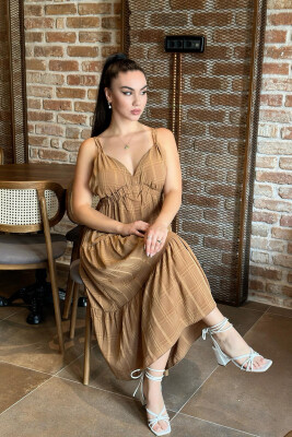 LONG OPEN BACK WOMAN DRESS BROWN/KAFE - 3