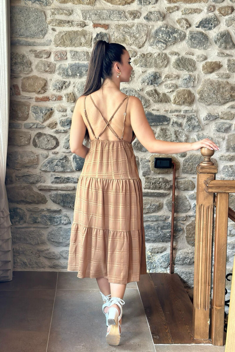 LONG OPEN BACK WOMAN DRESS BROWN/KAFE - 4