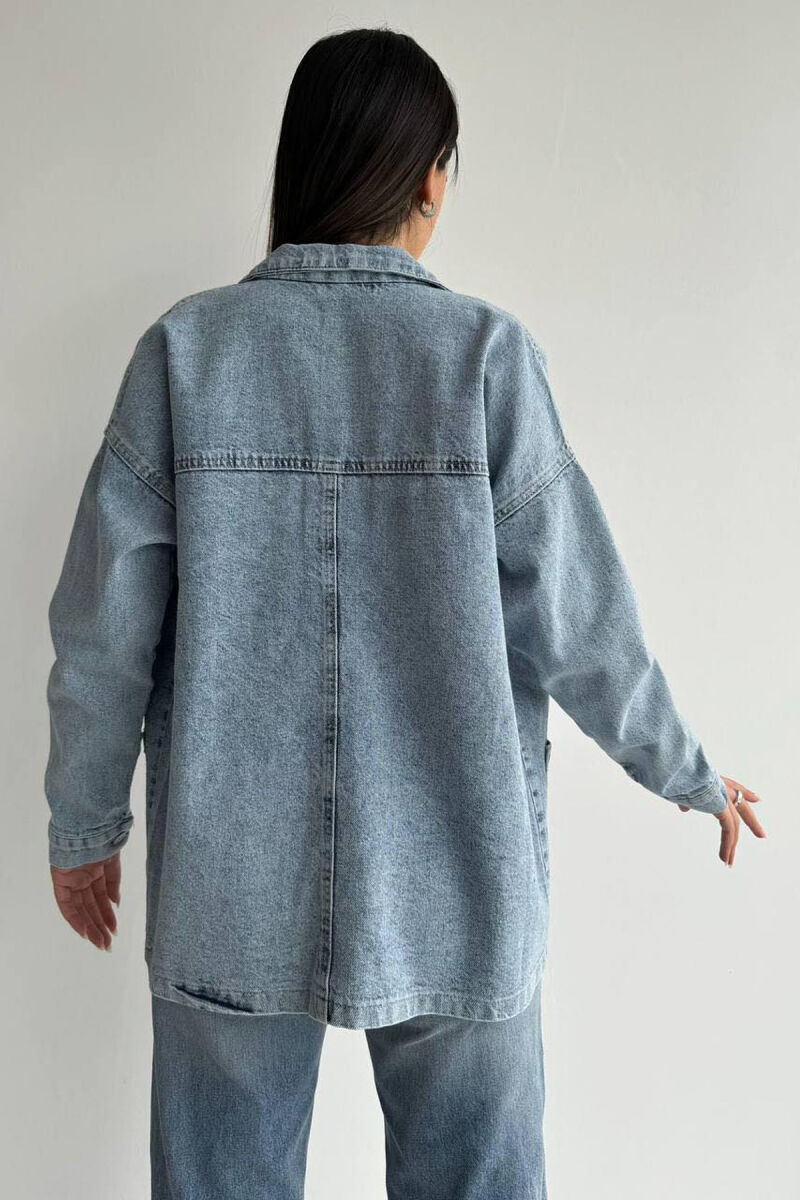 LONG POCKET WOMAN DENIM JACKET LIGHTBLUE/BZ - 3