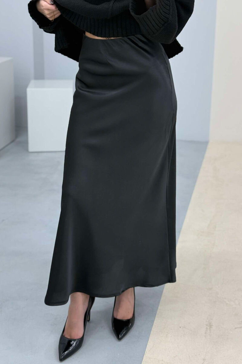 LONG SATIN WOMEN SKIRT BLACK/ E ZEZE - 3