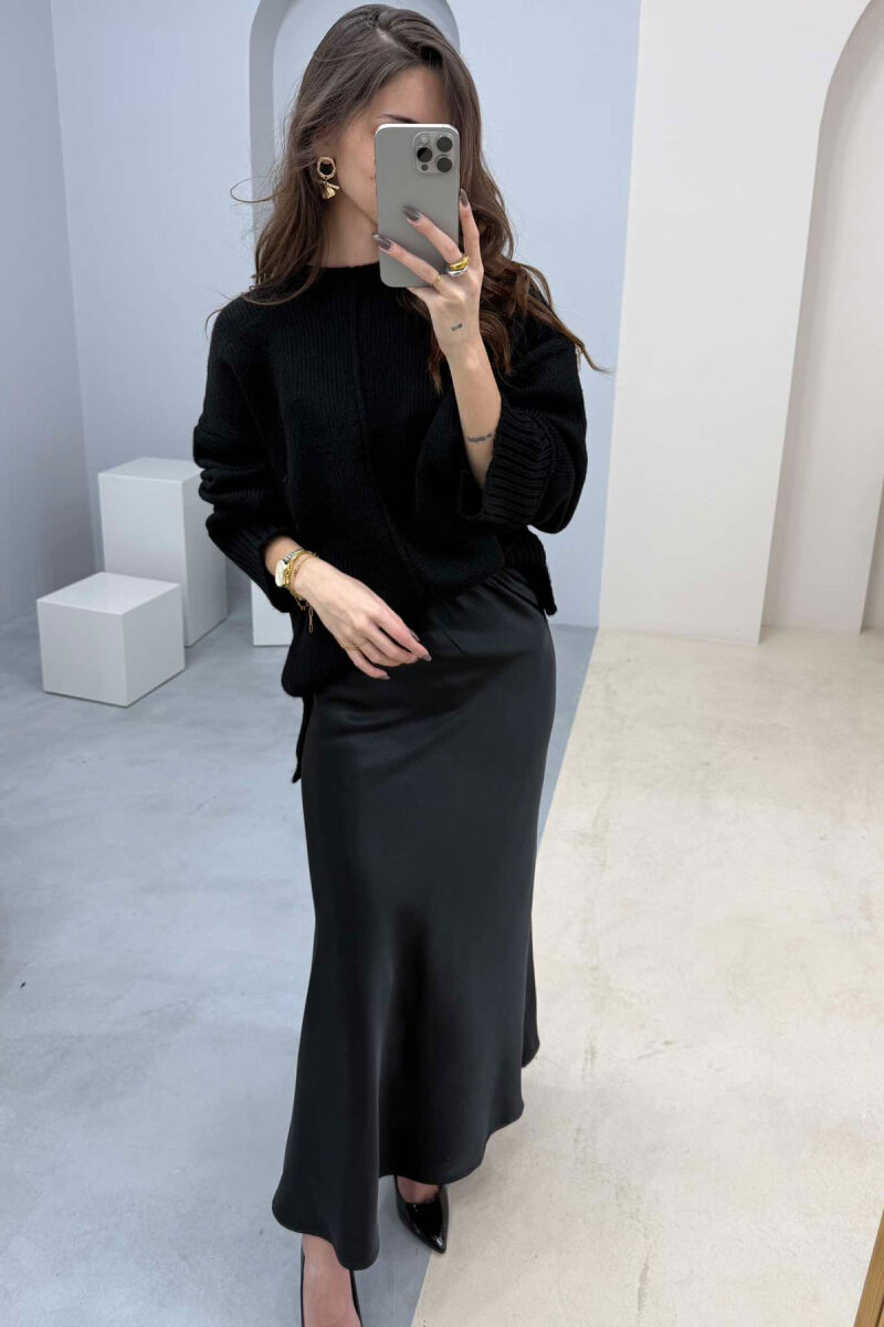 LONG SATIN WOMEN SKIRT BLACK/ E ZEZE - 4