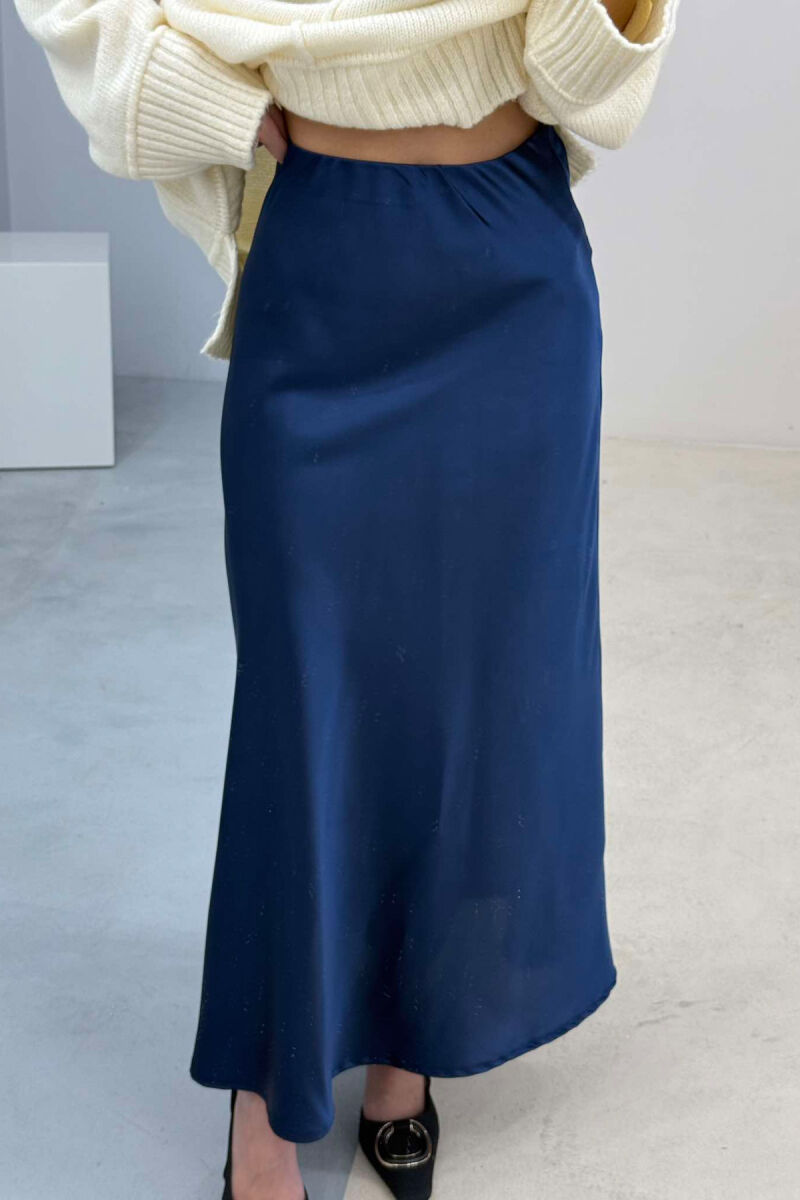 LONG SATIN WOMEN SKIRT BLUE/BLU - 3