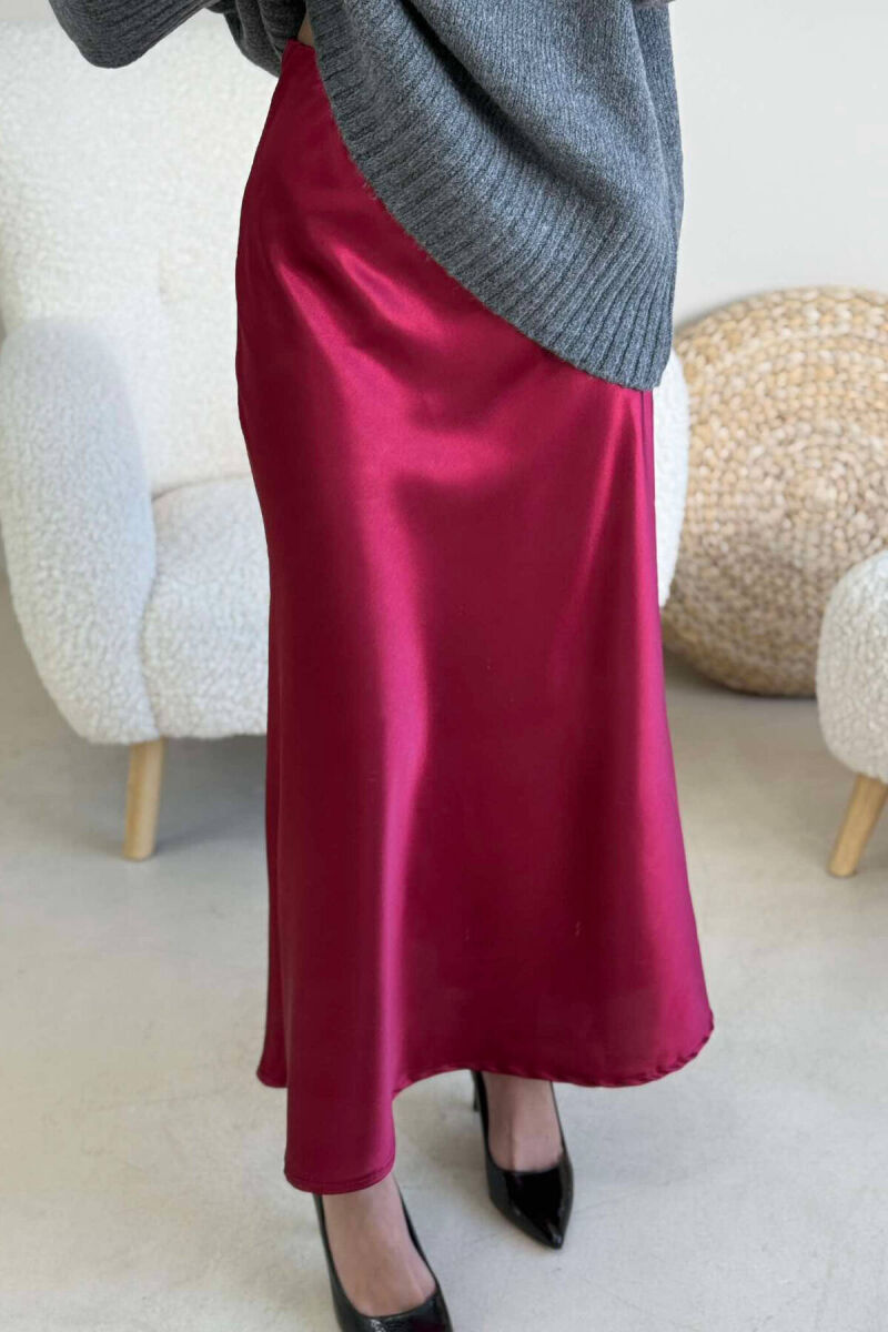 LONG SATIN WOMEN SKIRT BURGUNDY/VISHNJE - 2