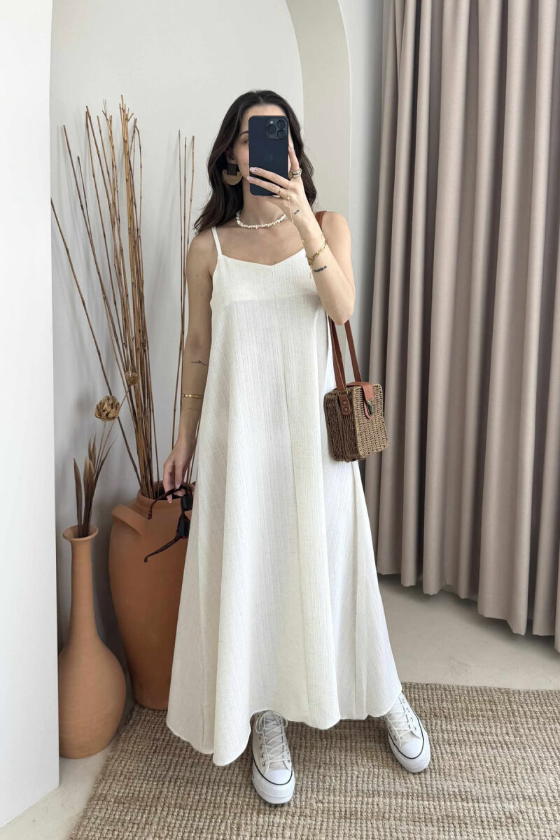 LONG SIMPLE WOMEN DRESS CREAM/KREM - 1