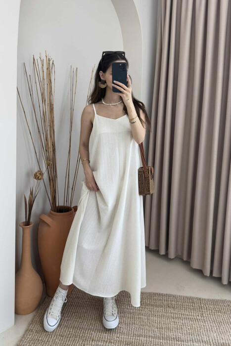 LONG SIMPLE WOMEN DRESS CREAM/KREM - 5