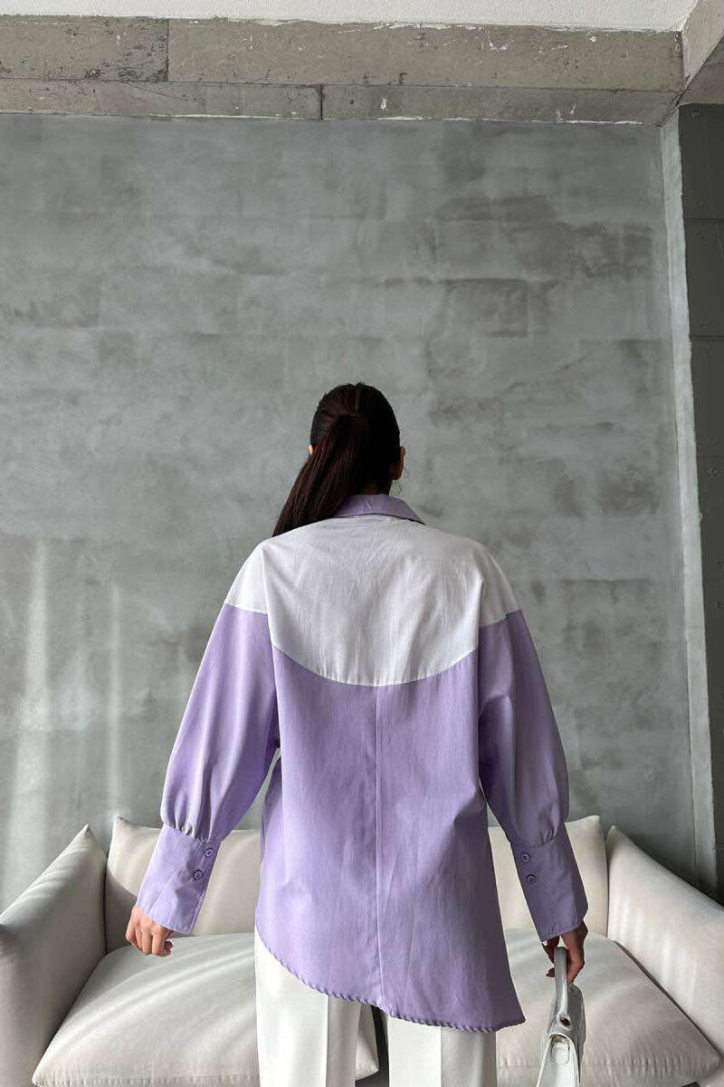 LONG SLEEEVE SIMPLE WOMEN SHIRT PURPLE/LEJLA - 3