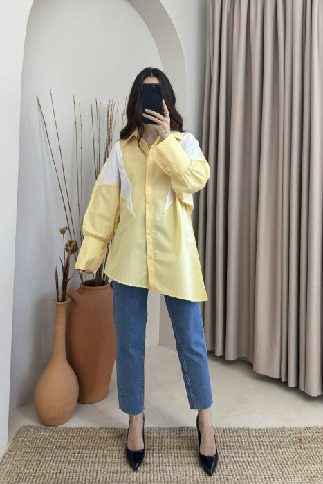 LONG SLEEEVE SIMPLE WOMEN SHIRT YELLOW/E VERDHE 