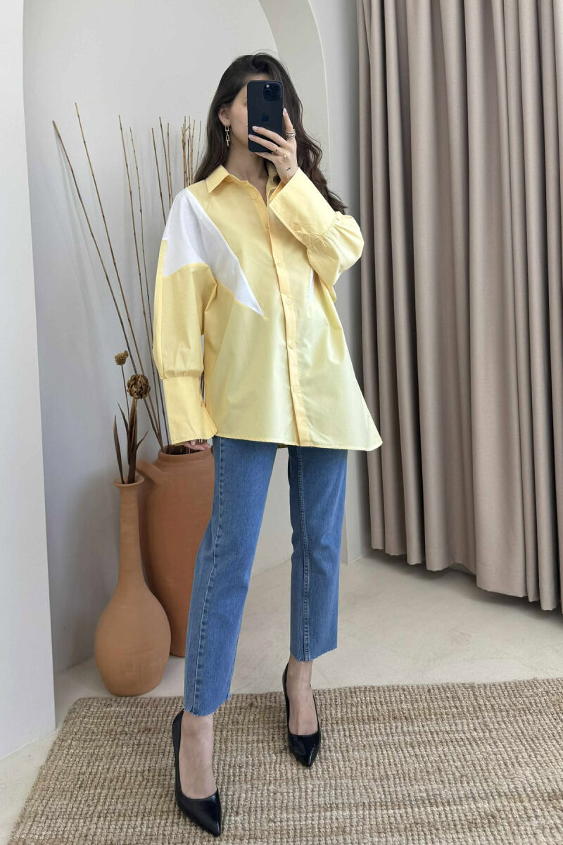 LONG SLEEEVE SIMPLE WOMEN SHIRT YELLOW/E VERDHE - 2