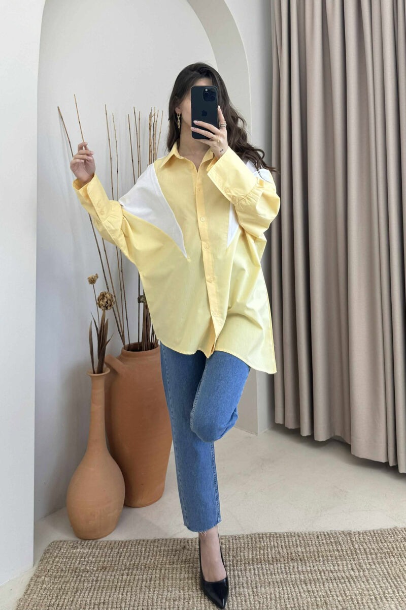 LONG SLEEEVE SIMPLE WOMEN SHIRT YELLOW/E VERDHE - 3