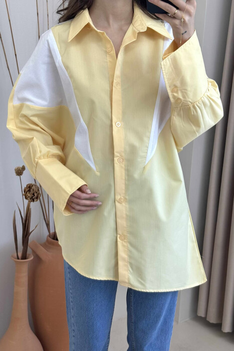 LONG SLEEEVE SIMPLE WOMEN SHIRT YELLOW/E VERDHE - 4