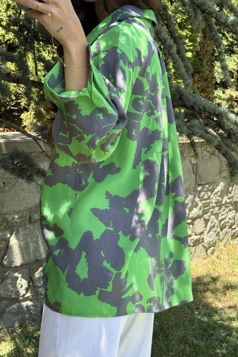 LONG SLEEVE ABSTRACT DESIGN WOMEN SHIRT GREEN/JESHILE - 8