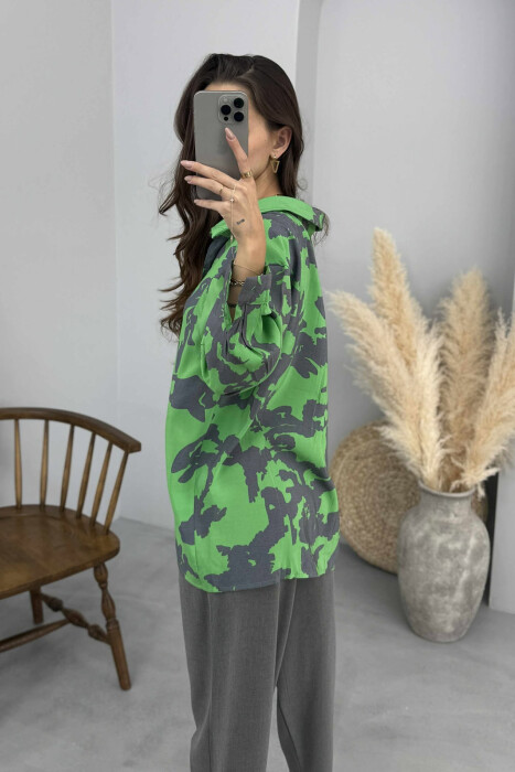 LONG SLEEVE ABSTRACT DESIGN WOMEN SHIRT GREEN/JESHILE - 4