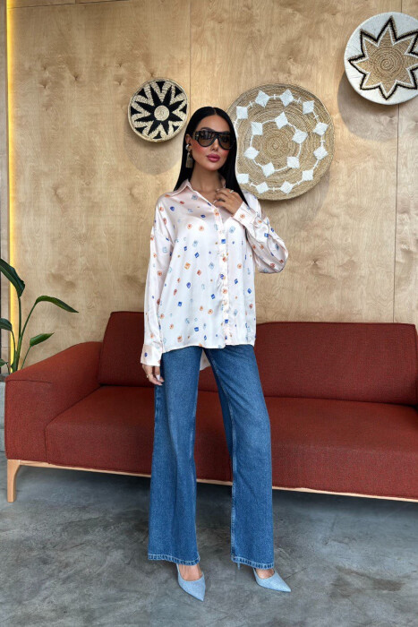 LONG SLEEVE GEMS DESIGN WOMEN SHIRT POWDER/PUDER - 2