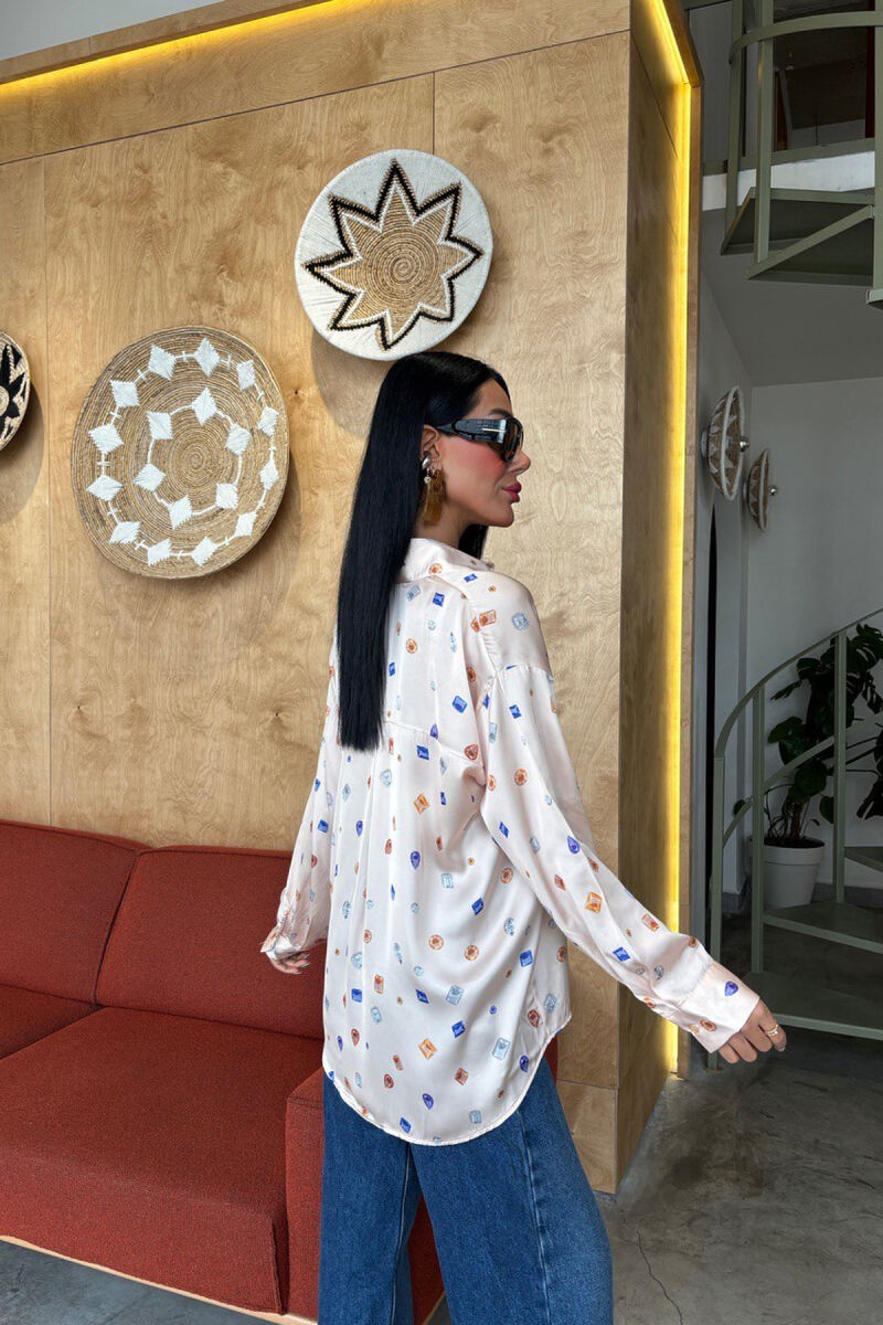 LONG SLEEVE GEMS DESIGN WOMEN SHIRT POWDER/PUDER - 4