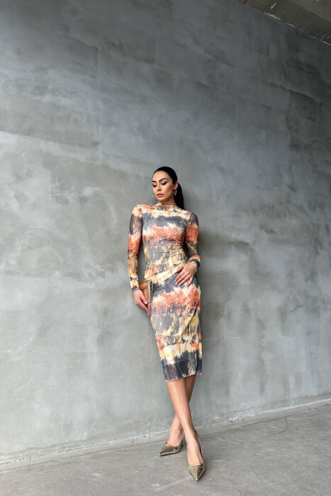 LONG SLEEVE LIGHT WOMEN DRESS MULTIPLE/SHNGJ - KLAUDIO FASHION