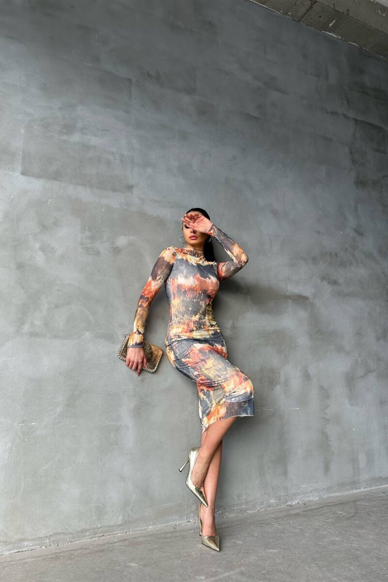 LONG SLEEVE LIGHT WOMEN DRESS MULTIPLE/SHNGJ - 5