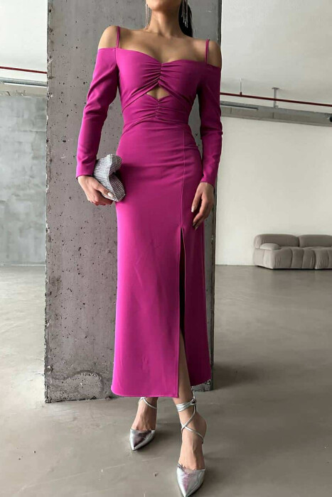 LONG SLEEVE LONG WOMAN DRESS FUCHSIA/CIKLAMI - 1