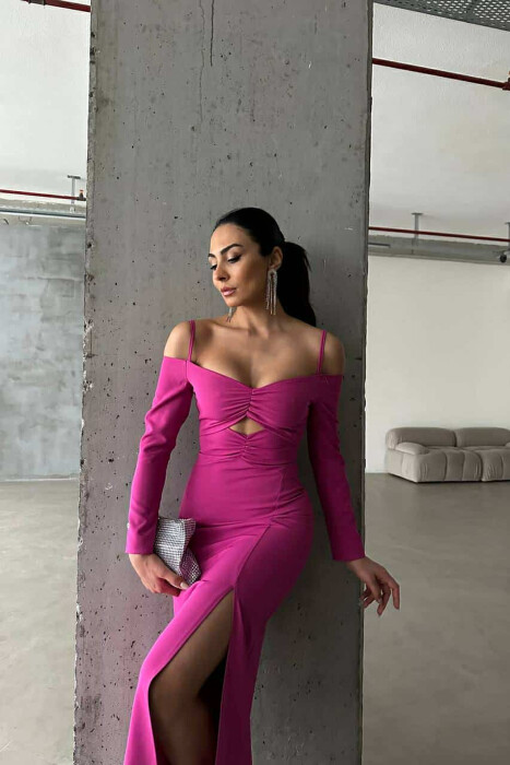 LONG SLEEVE LONG WOMAN DRESS FUCHSIA/CIKLAMI - 2